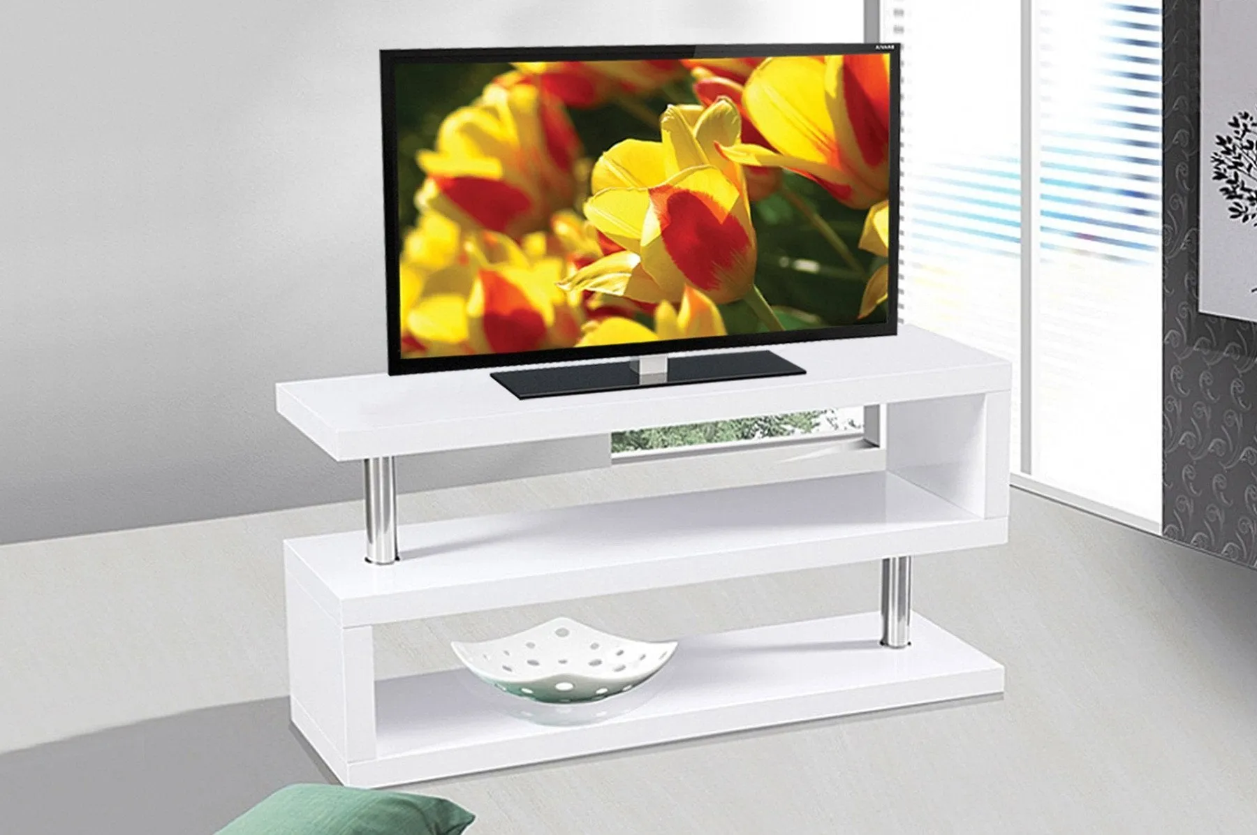 Glossy White Modern Style TV Stand