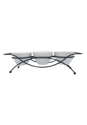 Gracious Dining by Gibson 4 Piece Stoneware Tidbit Dish Set with Metal Rack - Round