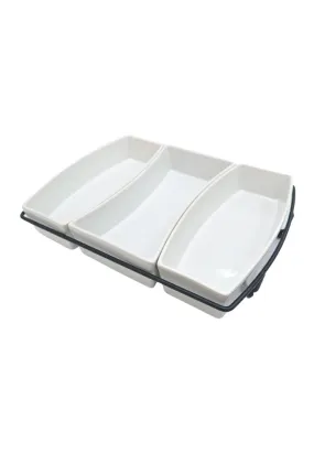 Gracious Dining by Gibson 4 Piece Stoneware Tidbit Dish Set with Metal Rack