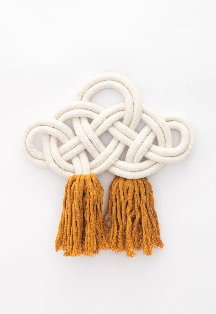 Handmade Infinity Knot Wall Decor Tapestry- Mustard, Give Freedom to Women!
