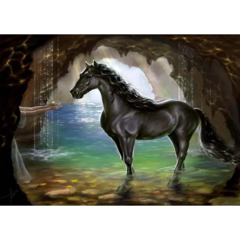 Horse - 5D DIY Round Drill Diamond Painting (Canvas (Canvas 40x40cm/15.71x15.71in )/15.71x11.81in )