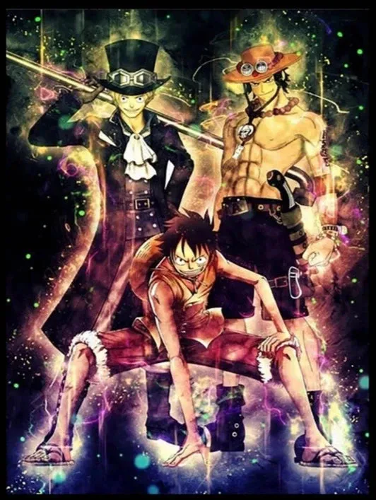 Japanese Anime Diamond Painting - Full Drill Square/Round 5D Embroidery, Cartoon Luffy Ace Sabo
