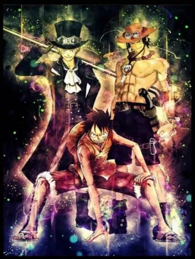 Japanese Anime Diamond Painting - Full Drill Square/Round 5D Embroidery, Cartoon Luffy Ace Sabo