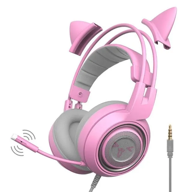 Kawaii Gaming Cat Ear Mic 3.5mm Headphones