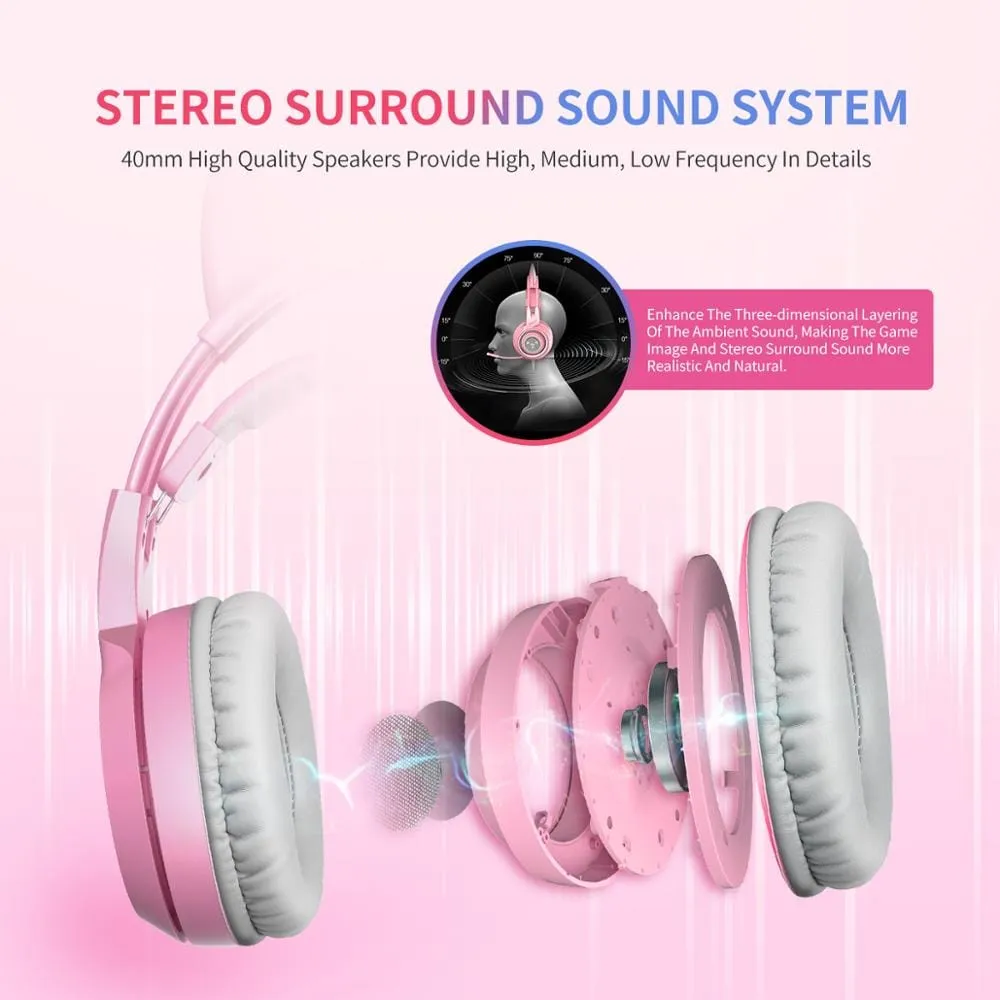 Kawaii Gaming Cat Ear Mic 3.5mm Headphones