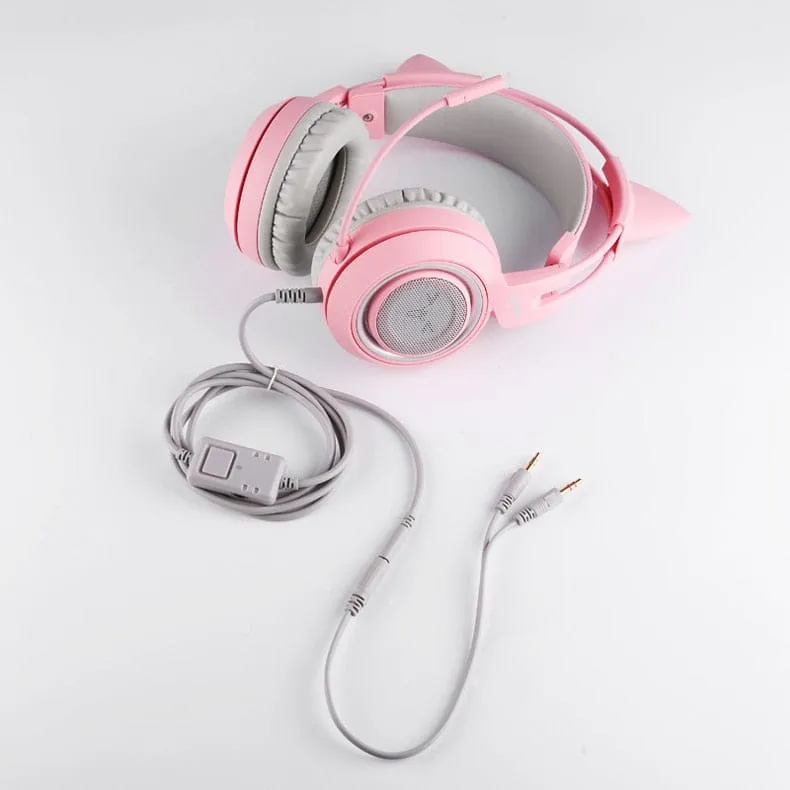 Kawaii Gaming Cat Ear Mic 3.5mm Headphones