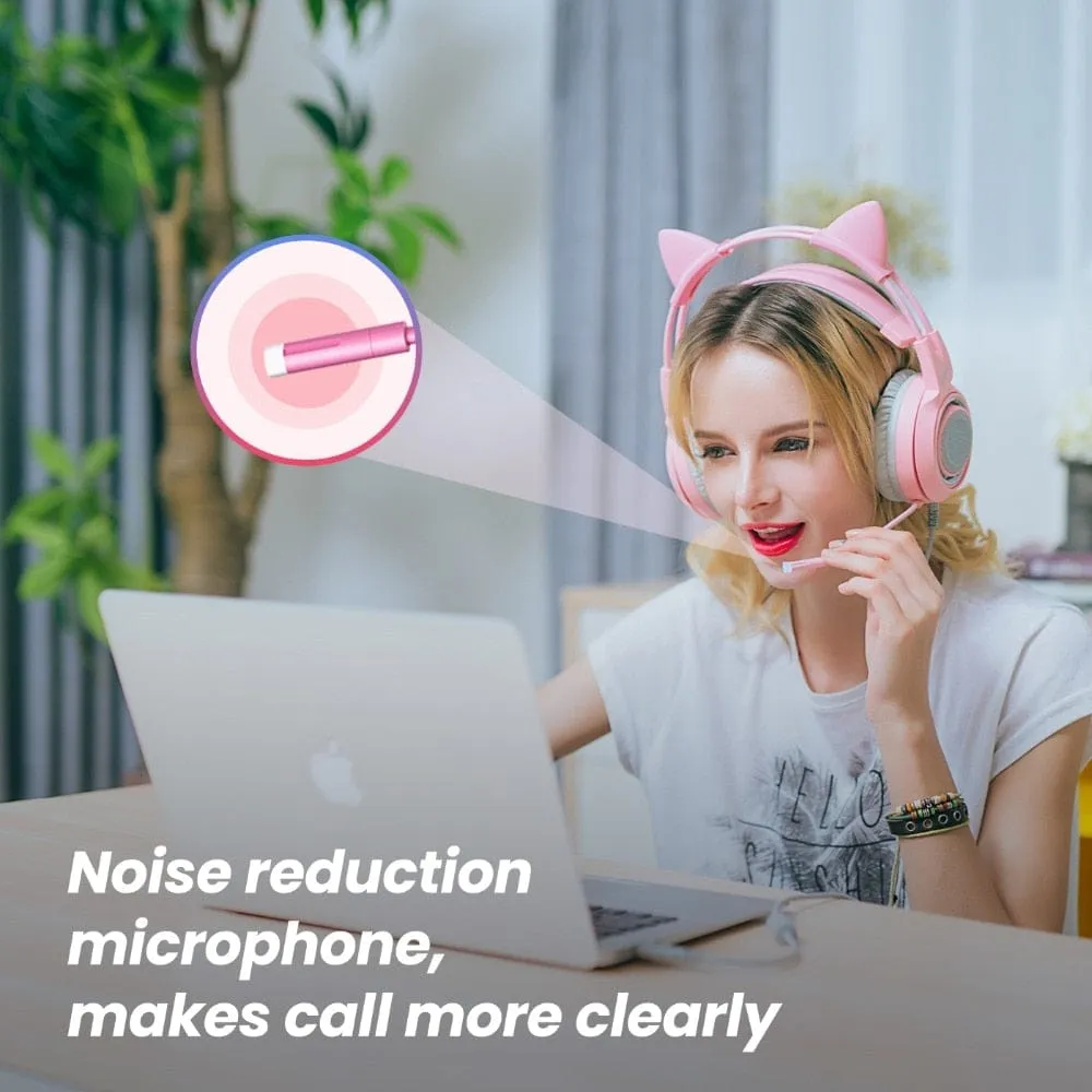 Kawaii Gaming Cat Ear Mic 3.5mm Headphones