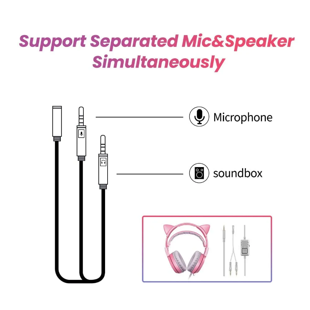Kawaii Gaming Cat Ear Mic 3.5mm Headphones
