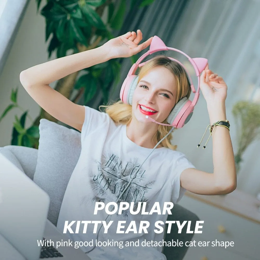 Kawaii Gaming Cat Ear Mic 3.5mm Headphones
