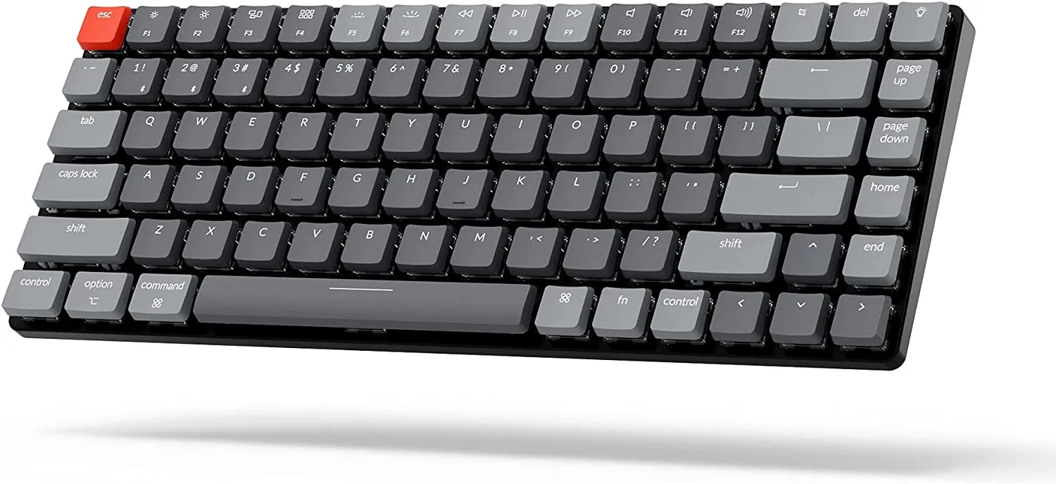 Keychron K3 Ultra-Slim 75% Layout Wireless Bluetooth/Wired USB Mechanical Keyboard, Hot Swappable Low-Profile Keychron RGB LED Backlit 84 Keys Keyboard for Mac Windows (Optical Red Switch) (K3E1)