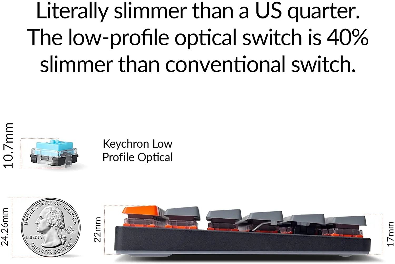 Keychron K3 Ultra-Slim 75% Layout Wireless Bluetooth/Wired USB Mechanical Keyboard, Hot Swappable Low-Profile Keychron RGB LED Backlit 84 Keys Keyboard for Mac Windows (Optical Red Switch) (K3E1)