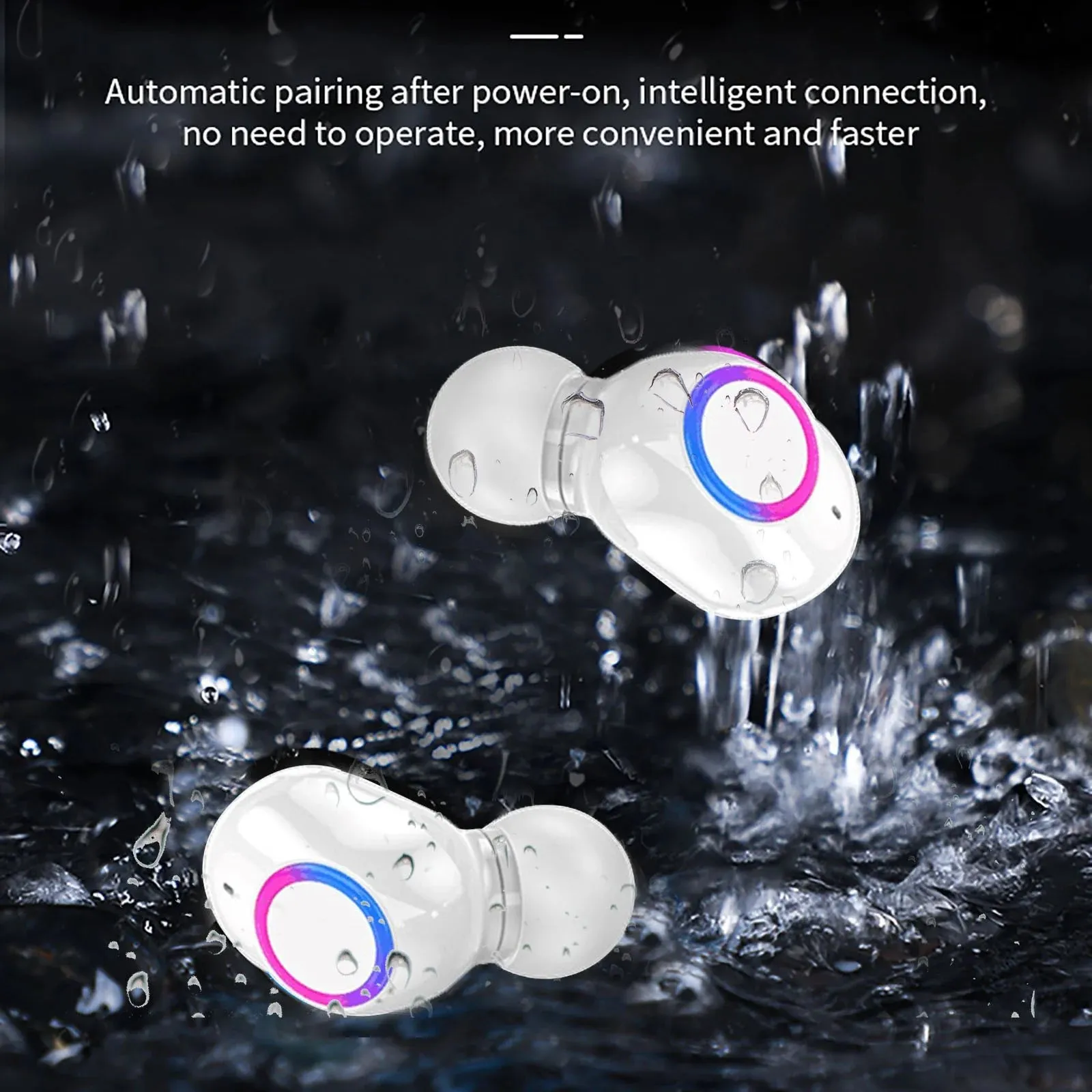 Kids Headphones Bluetooth 5.2 Wireless Headset Ipx5 Waterproof Wireless Bluetooth Earplugs with Digital Display Charging Compartment Heavy Bass and in Ear Microphone Earbuds Pack Ear Buds W
