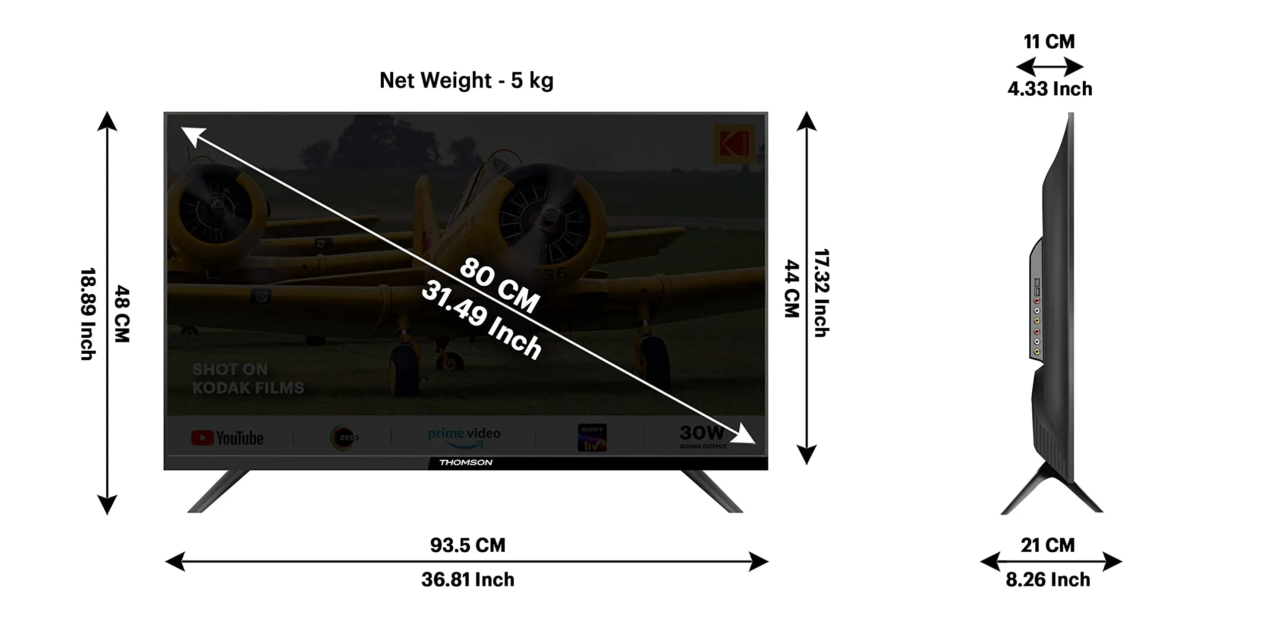 Kodak 80 cm (32 inches) Special Edition Series HD Ready Smart LED TV 32SE5001BL (Black)