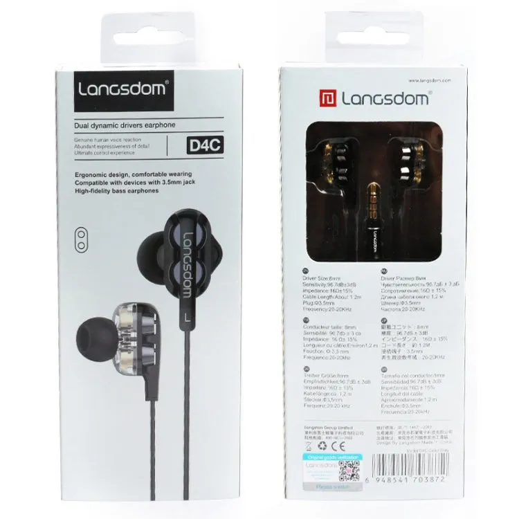 Langsdom Premium Dual Coil Wheat Headset with Integrated Microphone