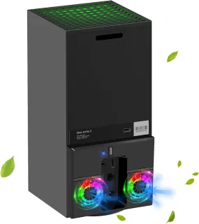 Linkstyle Upgraded Vertical Cooling Fan for Xbox Series X, USB Powered Cooling Stand Cooling System Accessories with RGB Color LED Light Dual Fans and External USB Port Only for Xbox Series X Console