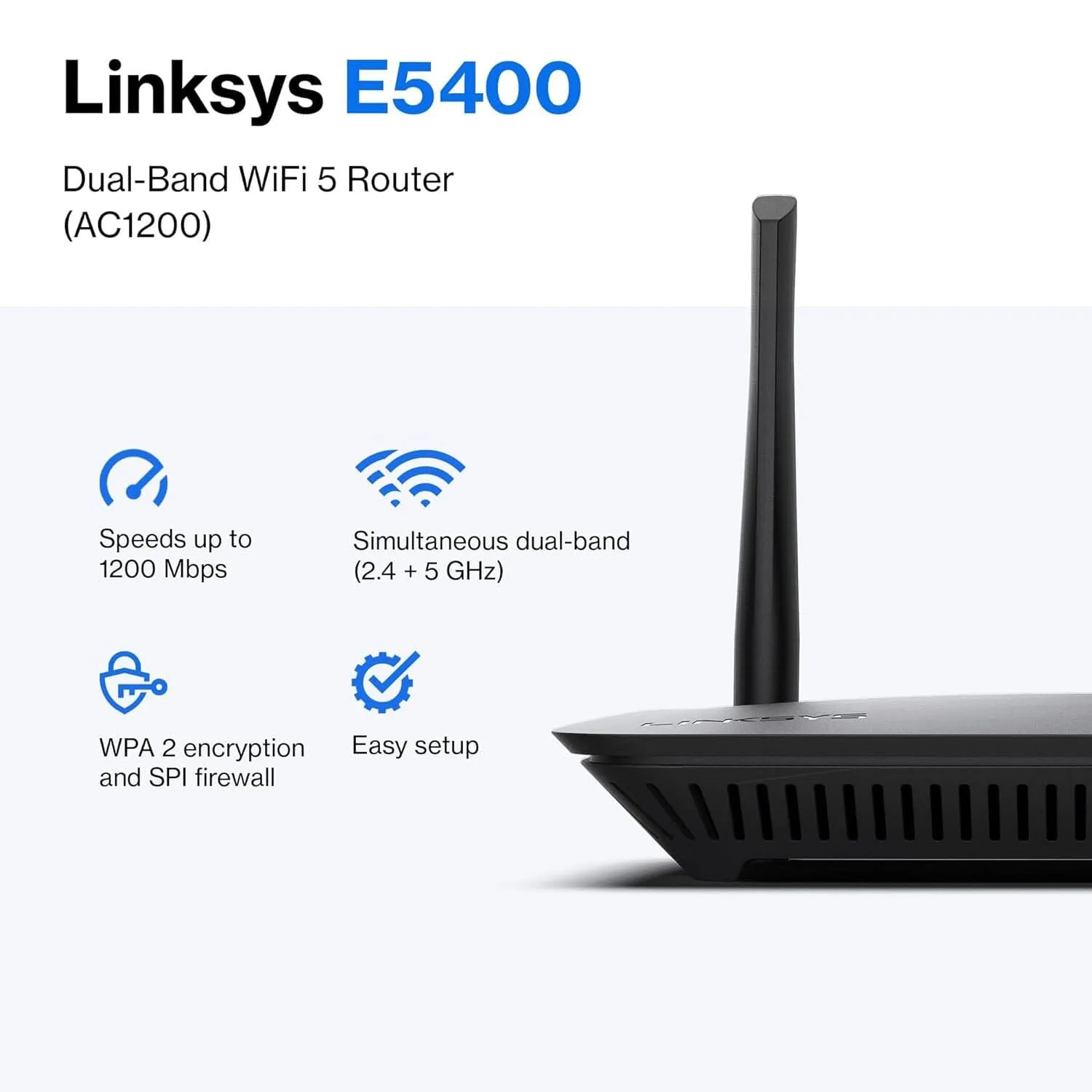 Linksys WiFi 5 Router Dual-Band 1,500 Sq. Ft Coverage (Refurbished)