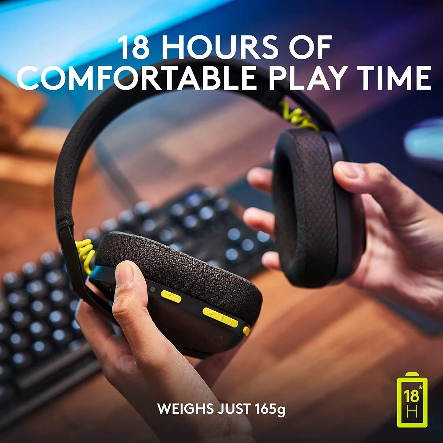 Logitech G435 LIGHTSPEED & Bluetooth Wireless Gaming Headset, Ultra-Lightweight 165g, Built-in Mics, 18h Battery, Dolby Atmos - PC, PS4, PS5, Switch - Black