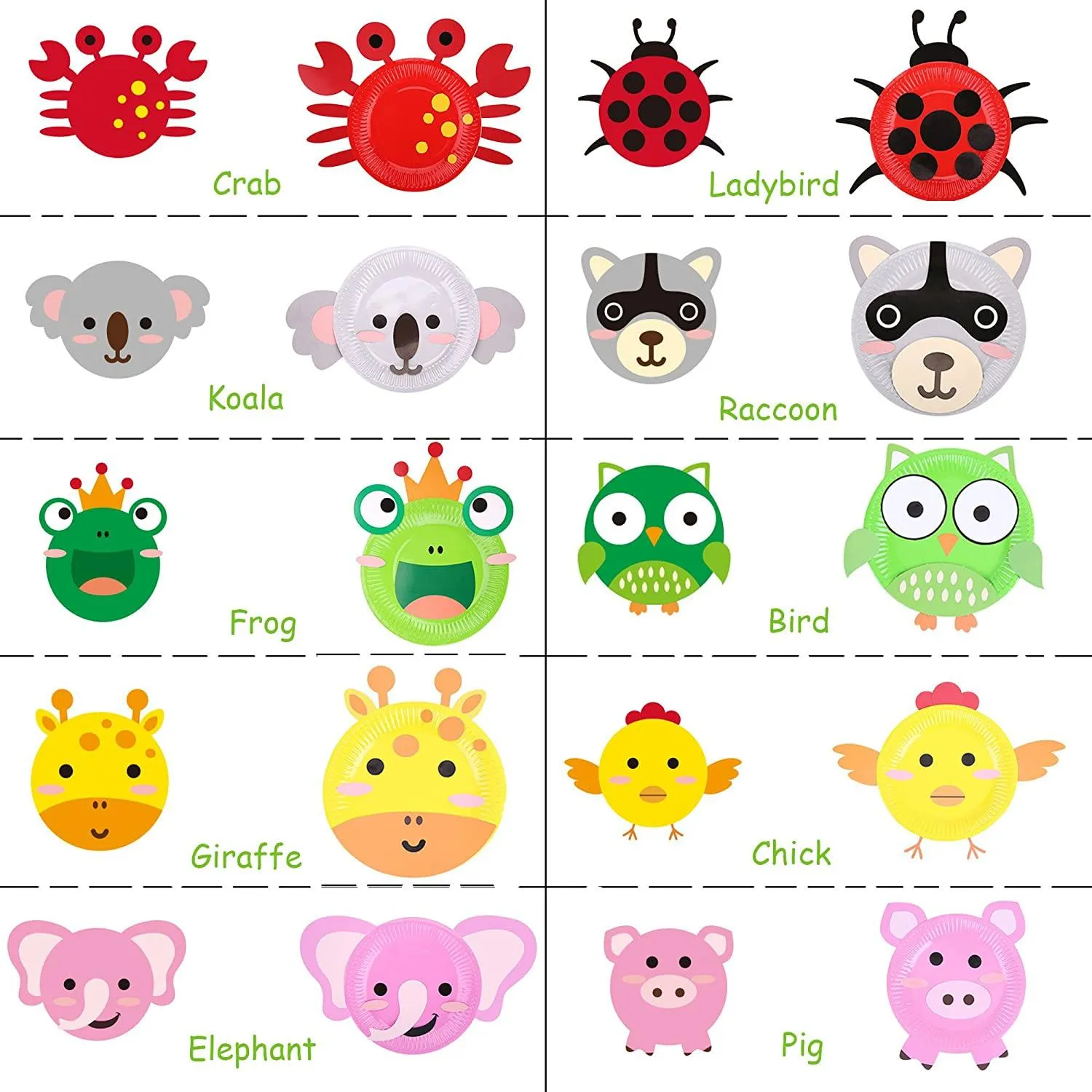 Mobee Animal Paper Plate Sticker with 20 Plates and Cards Kids DIY Craft Kits Art Training Play Toys