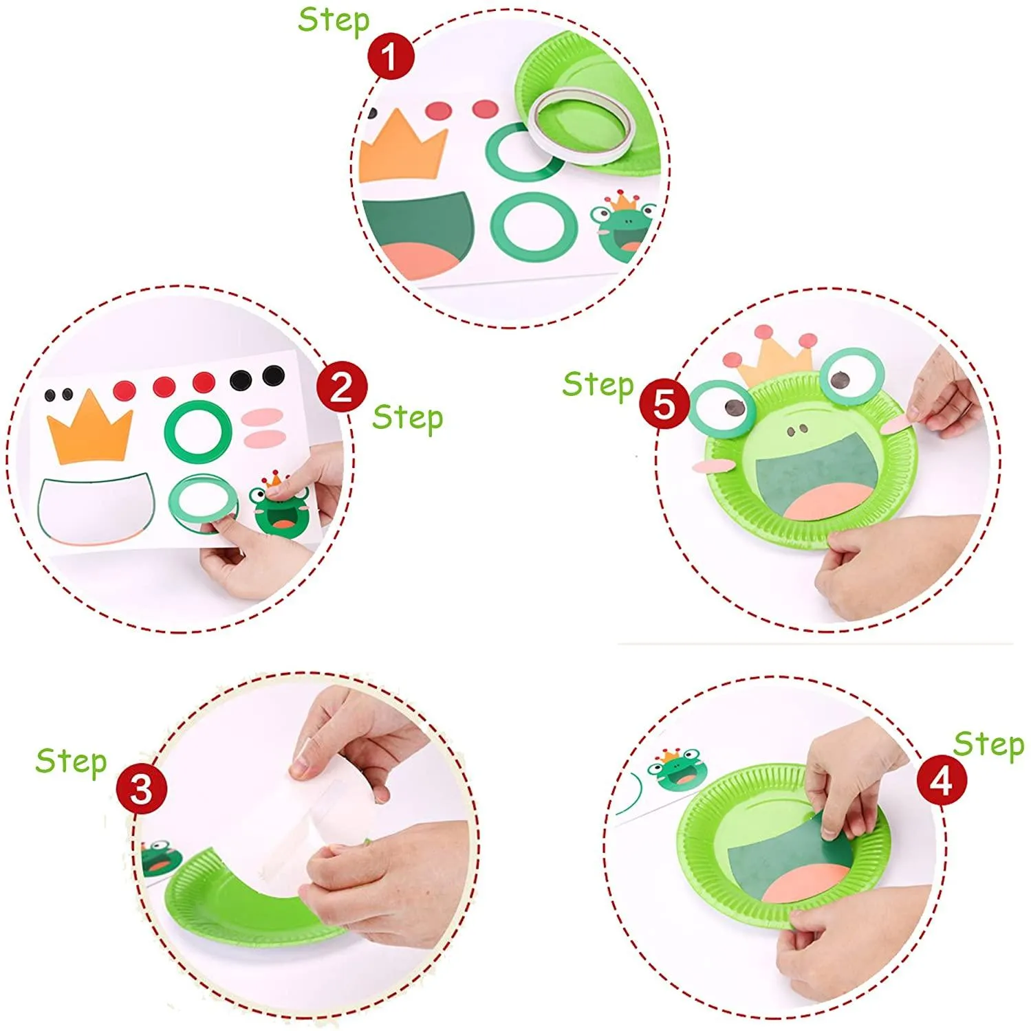 Mobee Animal Paper Plate Sticker with 20 Plates and Cards Kids DIY Craft Kits Art Training Play Toys