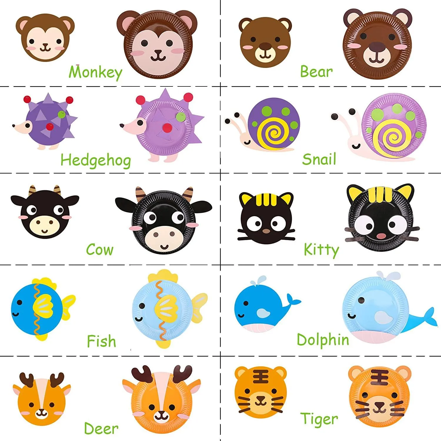 Mobee Animal Paper Plate Sticker with 20 Plates and Cards Kids DIY Craft Kits Art Training Play Toys