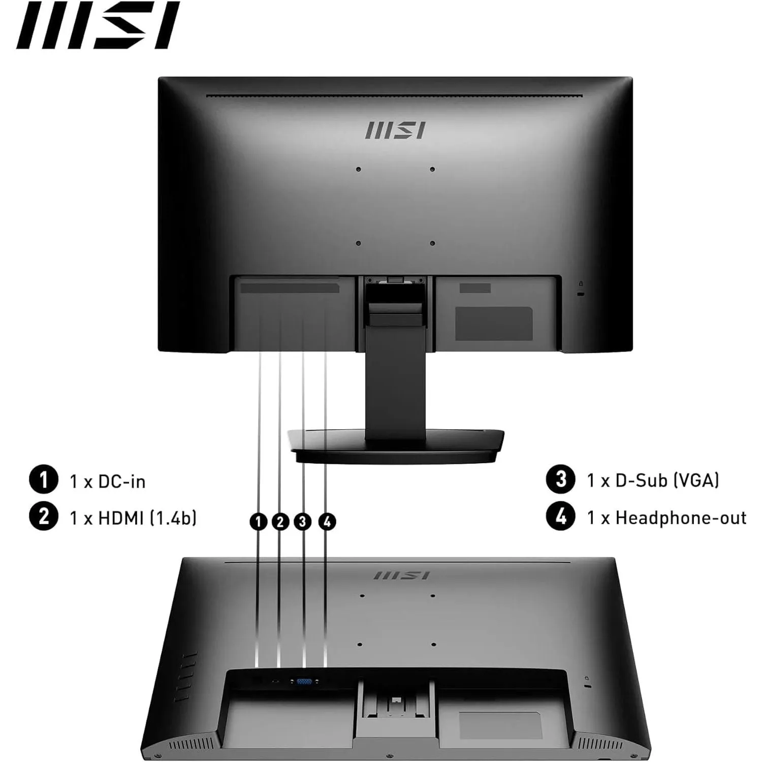 MSI PRO MP223 22.3" FHD 100Hz Monitor, VA, 4ms, FreeSync, HDMI/VGA, Anti-Glare, TÜV Certified