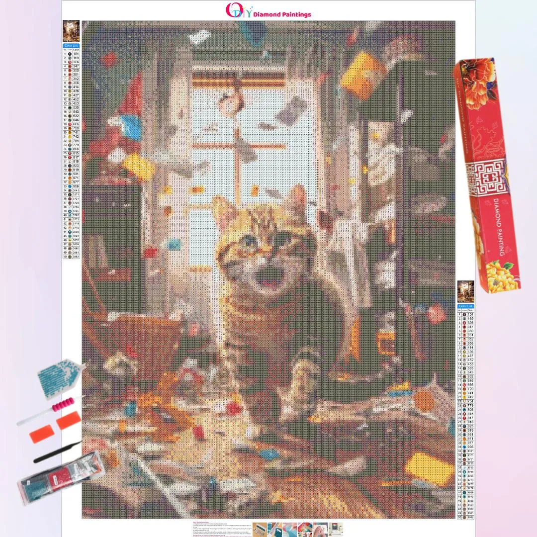 Naughty Cat Messing up the Room