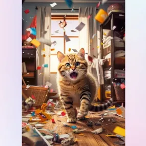 Naughty Cat Messing up the Room