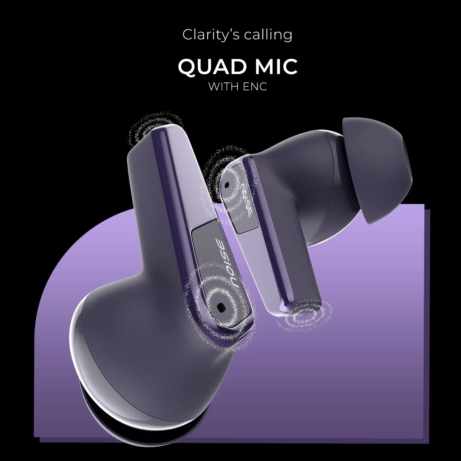 Noise Buds N1 Pro in Ear Truly Wireless Earbuds with Metallic Finish, ANC(Upto 32Db), 60H of Playtime, Dual Pairing, Instacharge(10 Min=200 Min), BT V5.3(Chrome Purple)