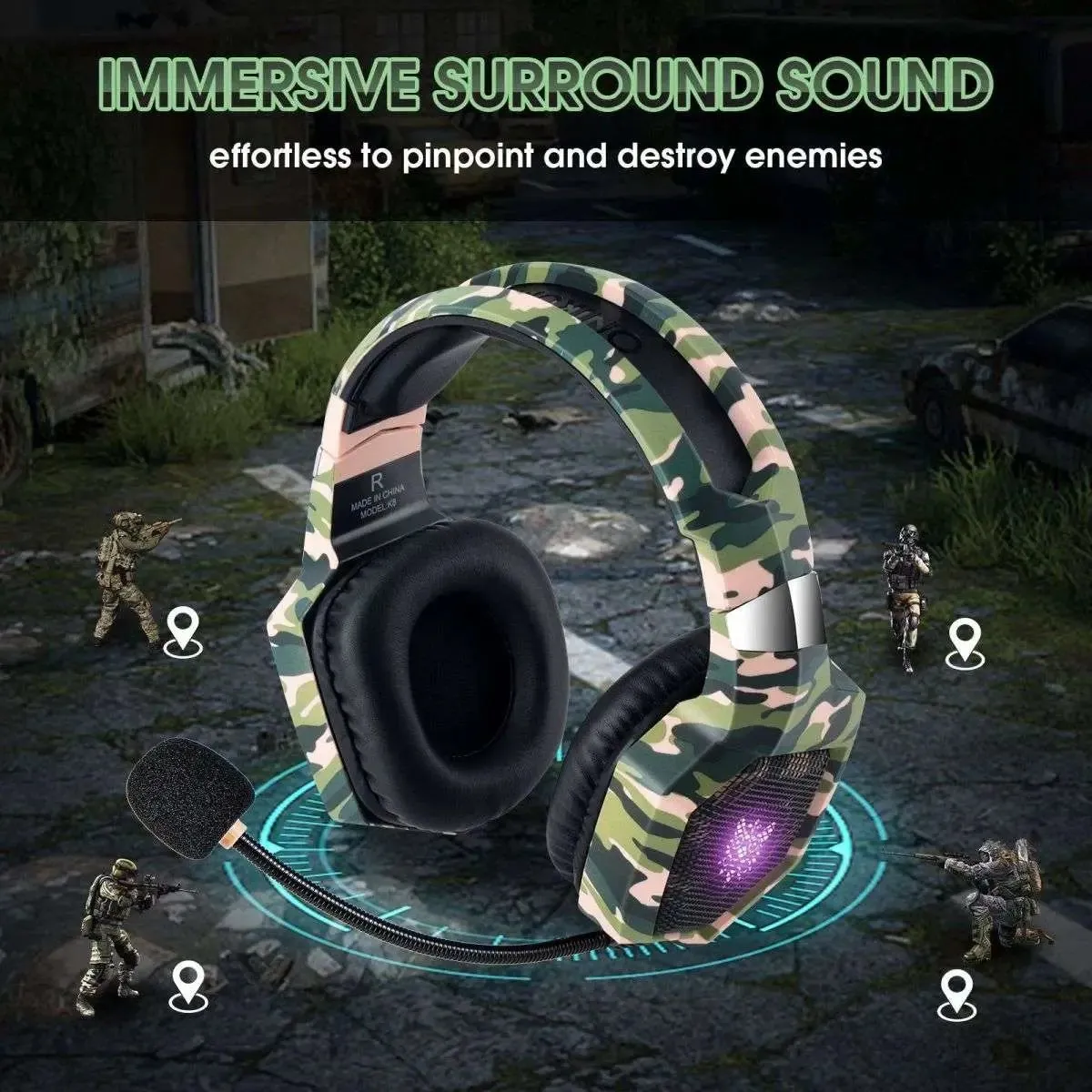 ONIKUMA K8 Wired Stereo Gaming Headphones With Mic LED Lights