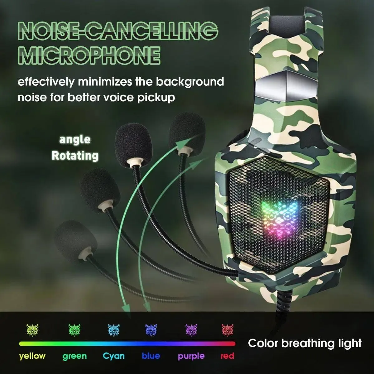 ONIKUMA K8 Wired Stereo Gaming Headphones With Mic LED Lights