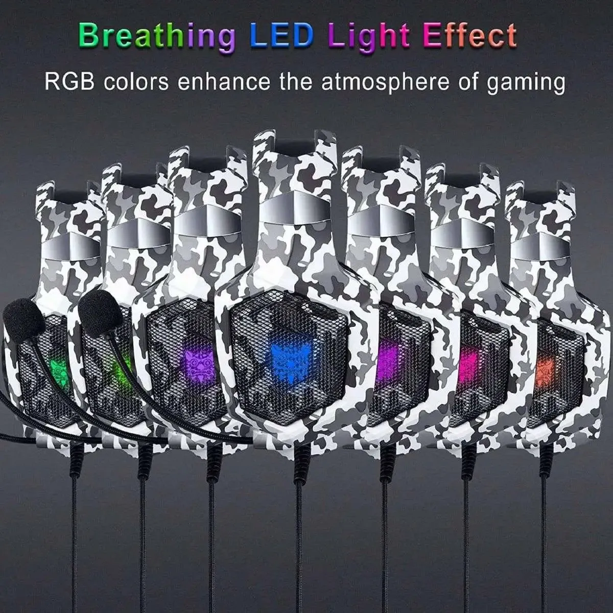 ONIKUMA K8 Wired Stereo Gaming Headphones With Mic LED Lights