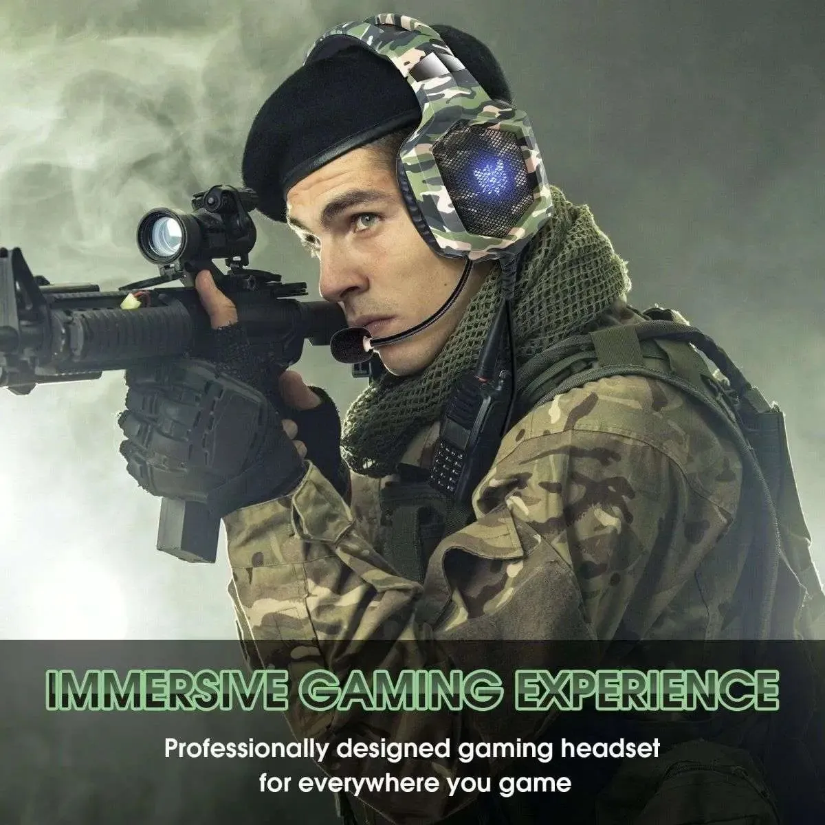 ONIKUMA K8 Wired Stereo Gaming Headphones With Mic LED Lights