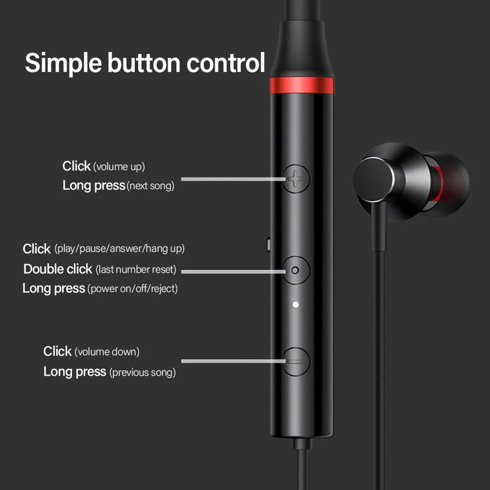 Original Lenovo HE05X Bluetooth Neckband Earphone Black