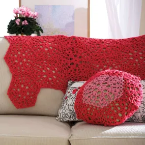 Patons Crochet Cranberry Mousse Throw & Cushion