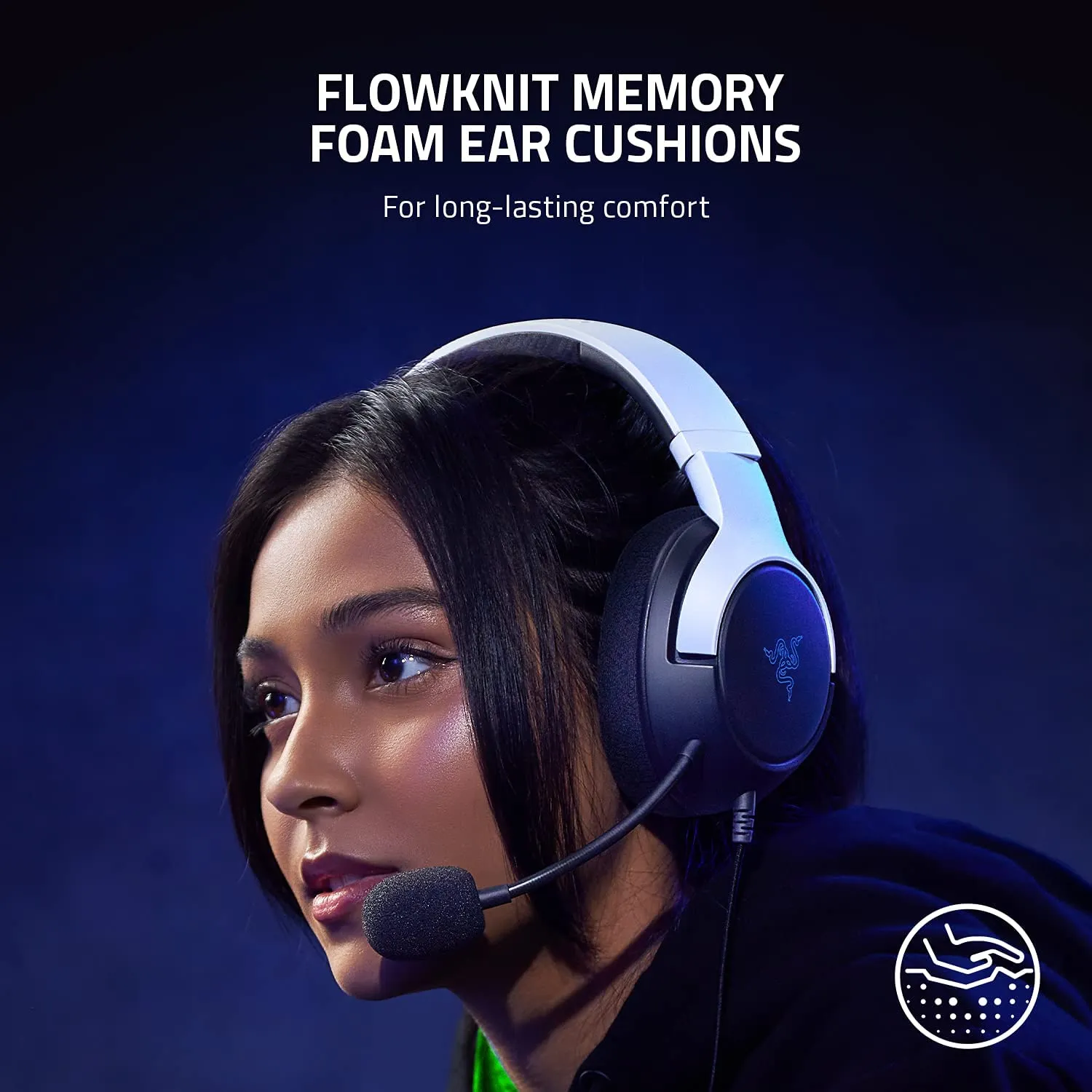 Razer Headset Kaira X Wired Headset for Playstation 5, PC, Mac & Mobile Devices: Triforce 50mm Drivers - HyperClear Cardioid Mic - Flowknit Memory Foam Ear Cushions - On-Headset Controls - White/Black