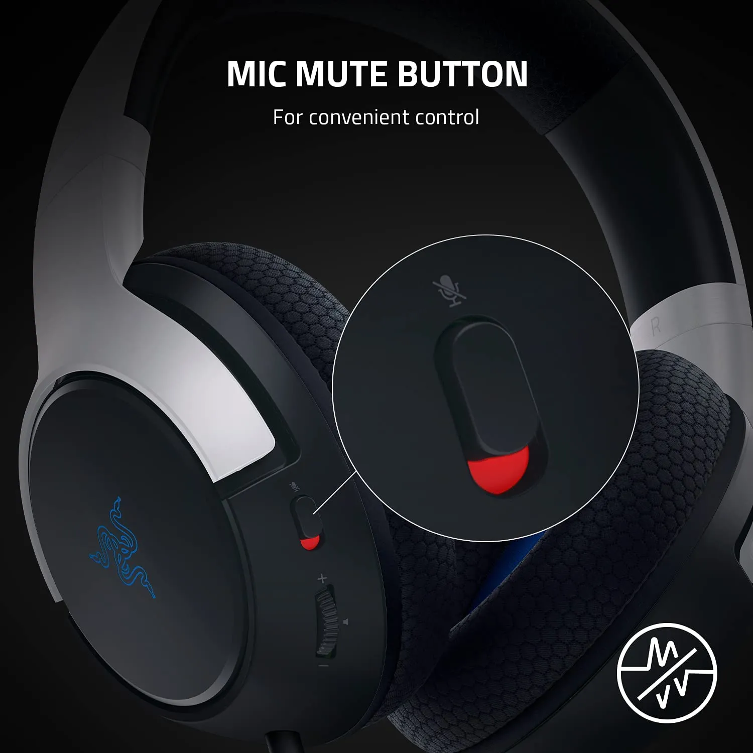Razer Headset Kaira X Wired Headset for Playstation 5, PC, Mac & Mobile Devices: Triforce 50mm Drivers - HyperClear Cardioid Mic - Flowknit Memory Foam Ear Cushions - On-Headset Controls - White/Black