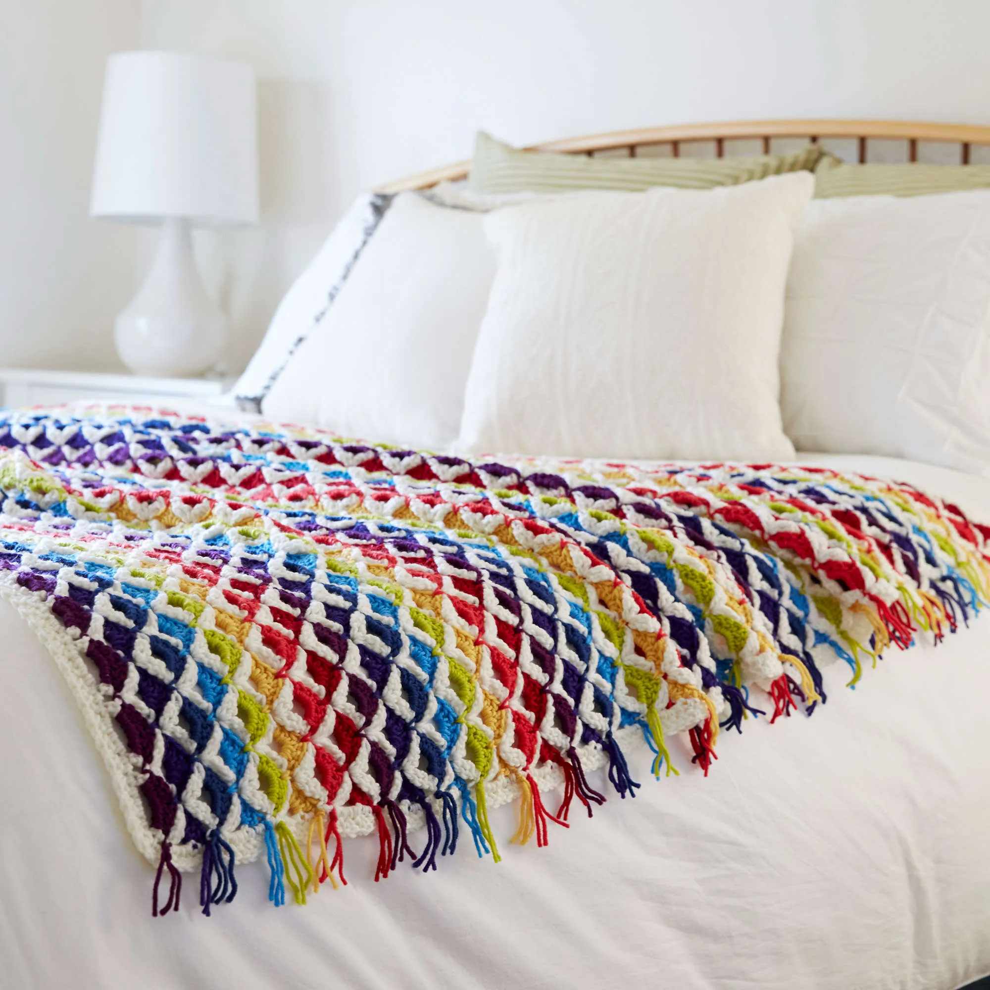Red Heart Crochet Rainbow Chic Throw