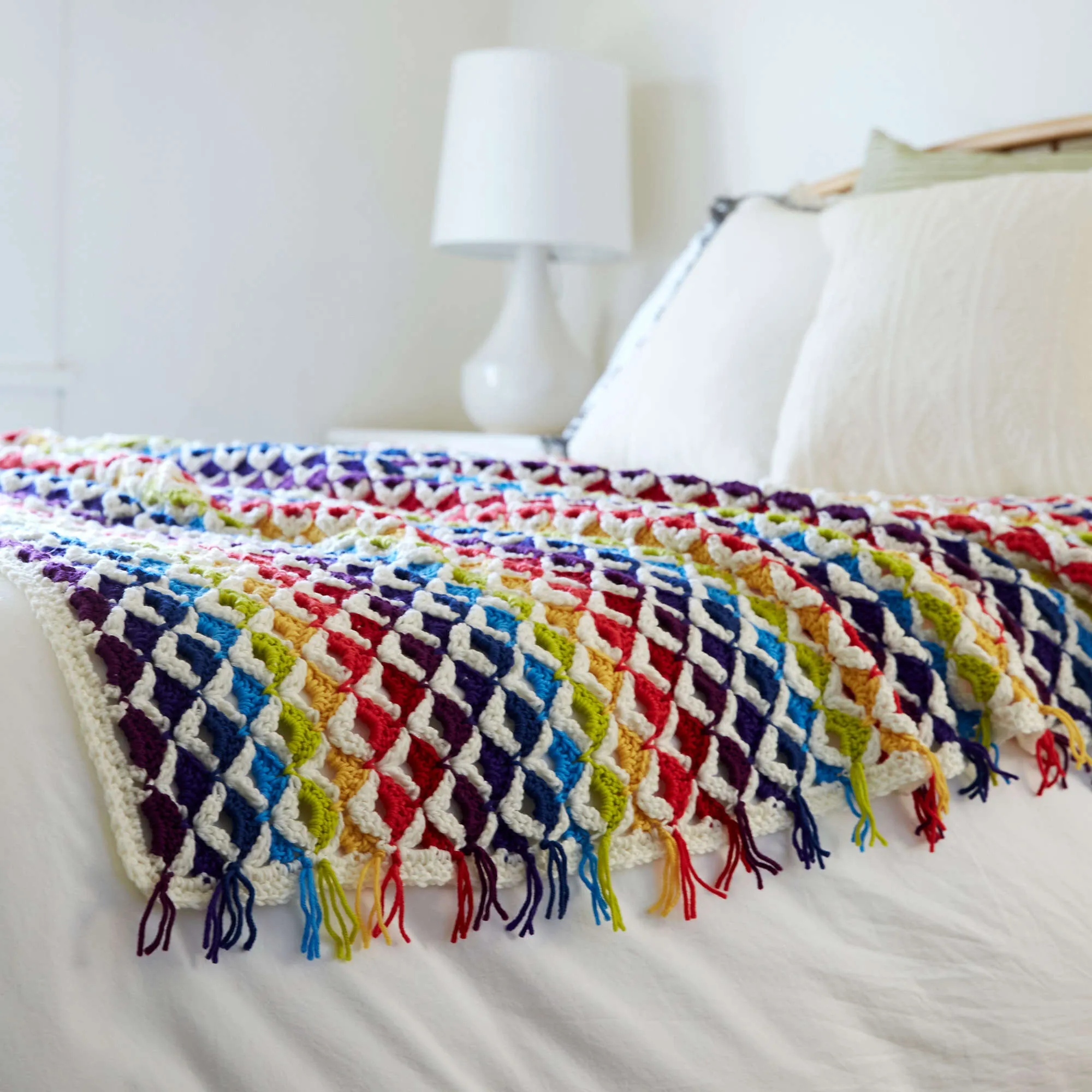 Red Heart Crochet Rainbow Chic Throw
