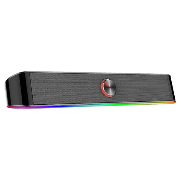 REDRAGON 2.0 Sound Bar ADIEMUS 2 x 3W RGB USB|Aux PC Gaming Speaker – Black