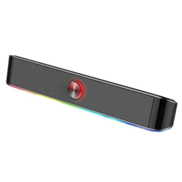 REDRAGON 2.0 Sound Bar ADIEMUS 2 x 3W RGB USB|Aux PC Gaming Speaker – Black