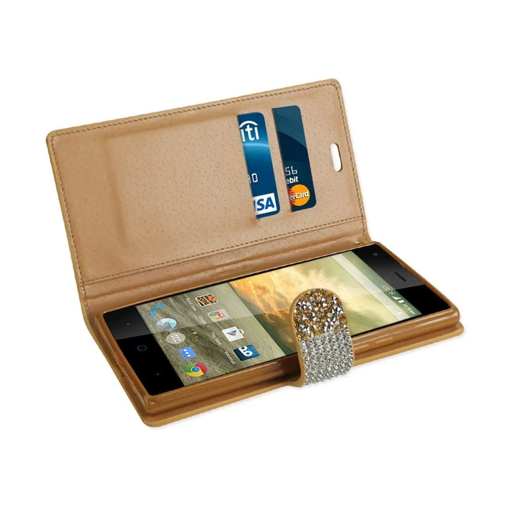 Reiko Bling Diamond Flip Case ZTE Warp Elite N9518 Gold