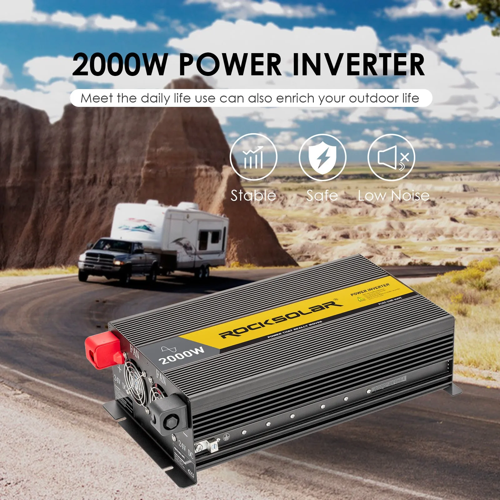 ROCKSOLAR 2000W 12V Pure Sine Wave Power Inverter