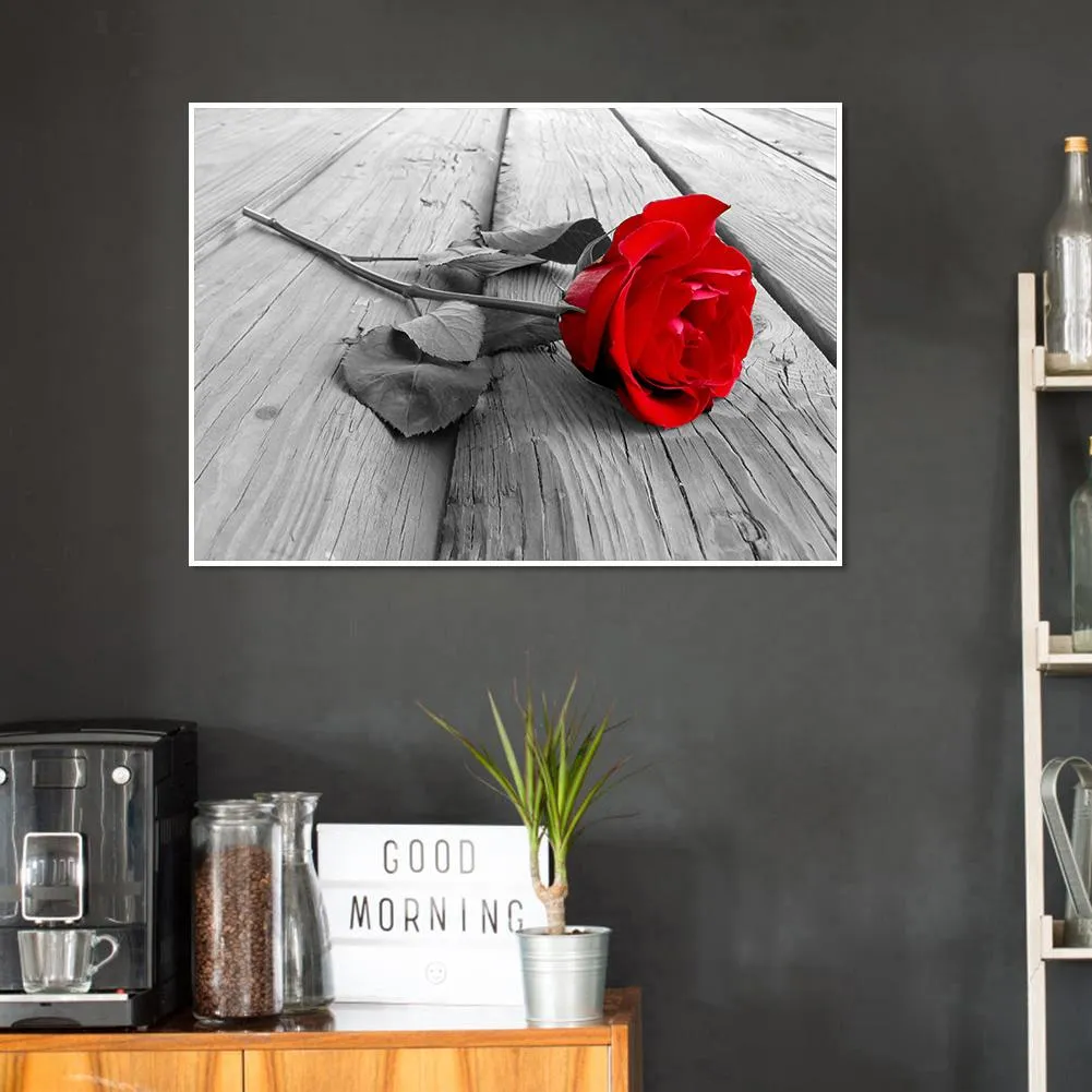 Rose Flower Valentine Day - Full Round Diamond - 50x40cm