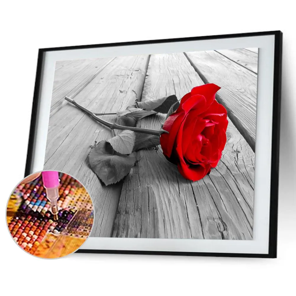 Rose Flower Valentine Day - Full Round Diamond - 50x40cm