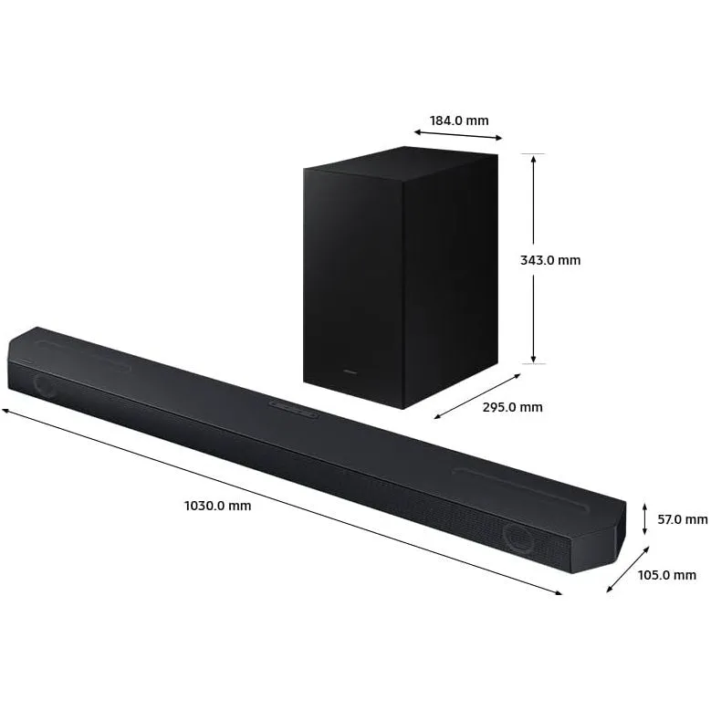 Samsung Q600C 3.1.2ch Soundbar (2023) - Dolby Atmos, DTS:X, Wireless Subwoofer, Adaptive & Gaming Sound, Bluetooth