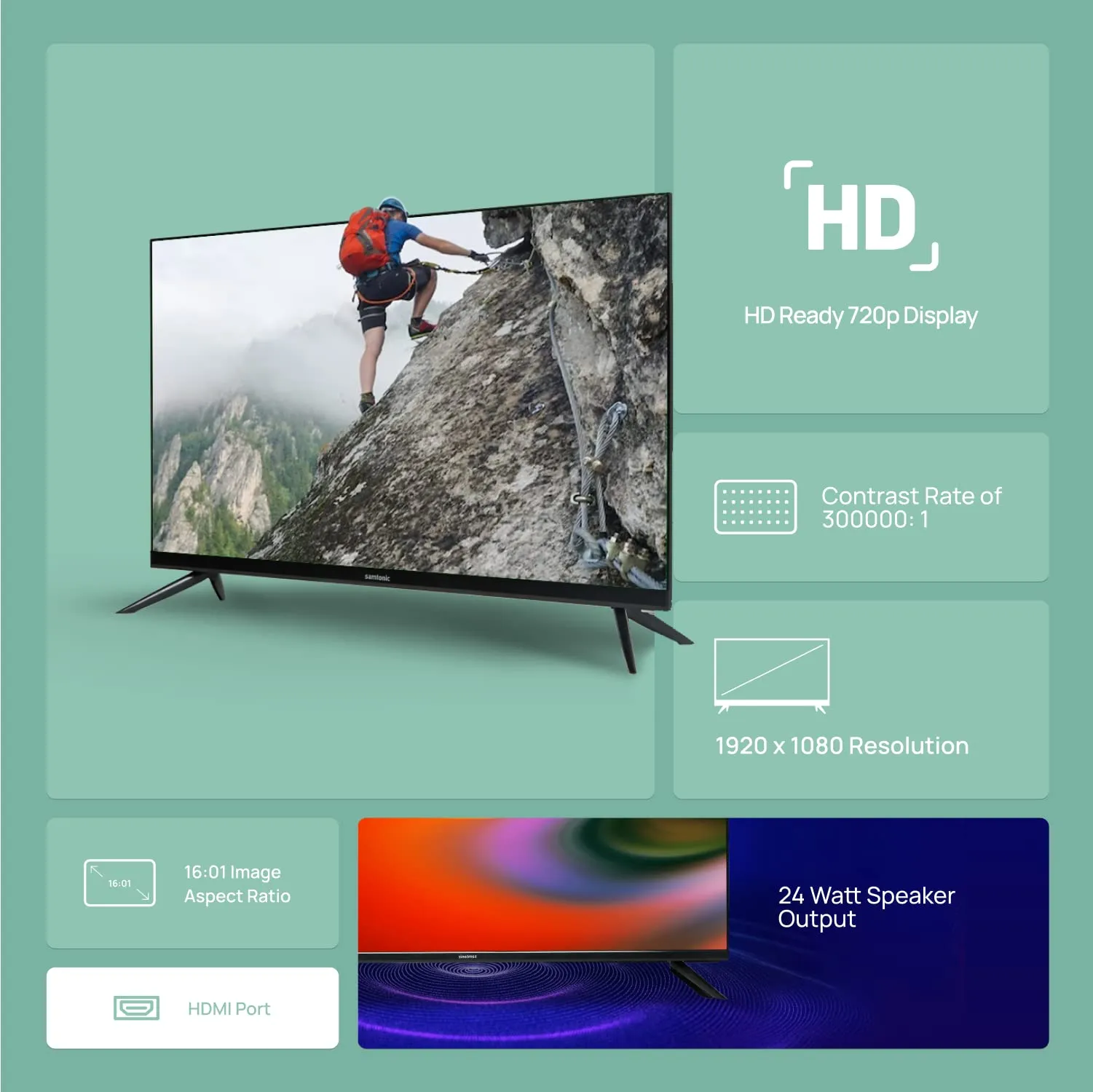 Samtonic 104 cm (40 inches) I Full HD Smart Android LED TV | HDMI & USB Ports | Powerful Audio Box Speakers (Black, 2023 Model)