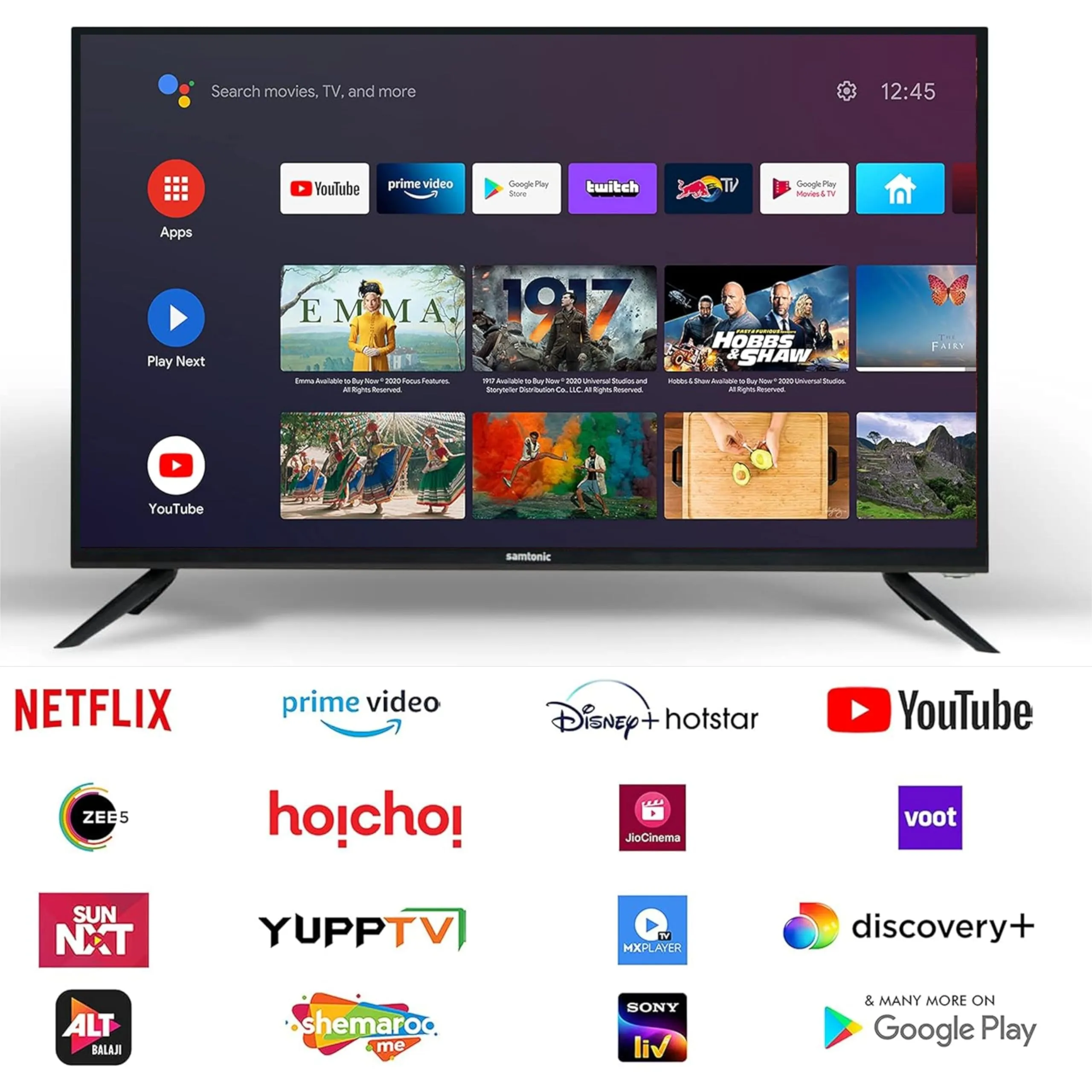 Samtonic 61 cm (24 inches) I HD Ready Smart Android LED TV | HDMI & USB Ports | Powerful Audio Box Speakers (Black, 2024 Model)