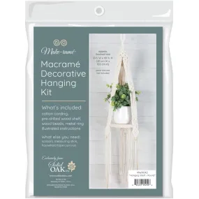 Solid Oak Macrame Hanging Kit - Hanging Shelf - Bohemian Round