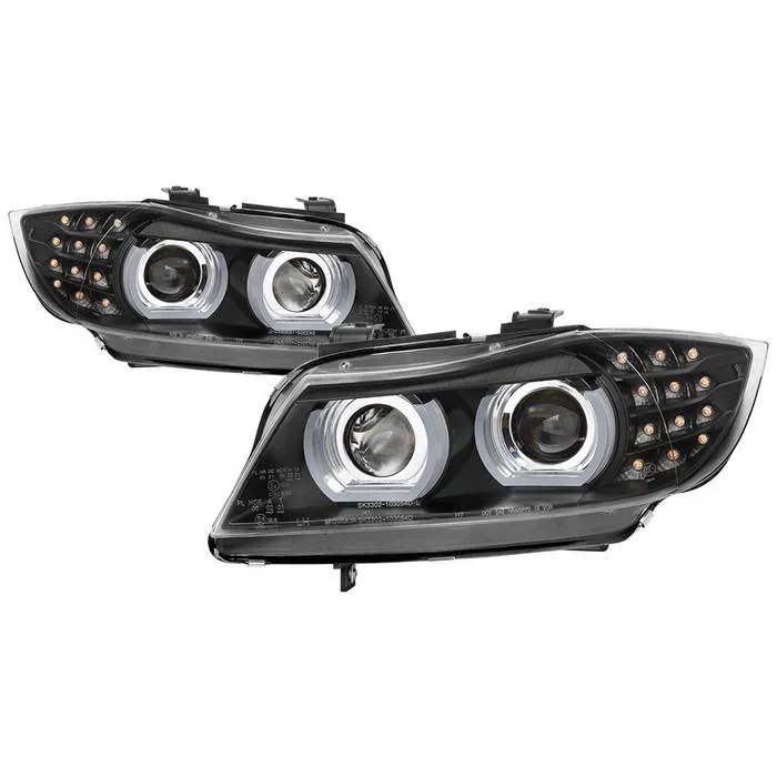 Spyder BMW E90 3-Series 09-12 4DR Headlights LED Signal Black