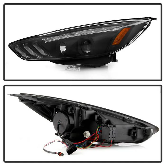 Spyder Ford Focus 15-18 SEQ Signal Projector Headlights Black